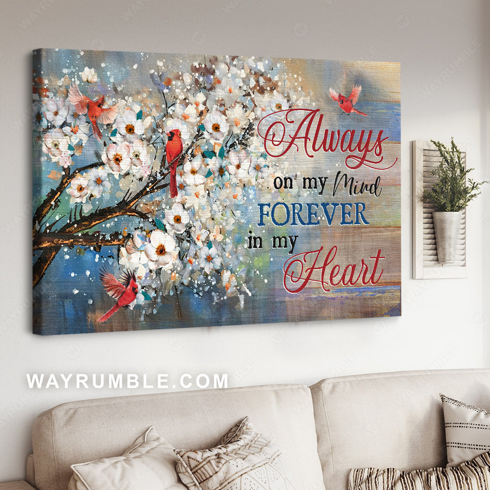 Beautiful jasmine garden, Red cardinal, Always on my mind - Heaven Landscape Canvas Prints, Wall Art