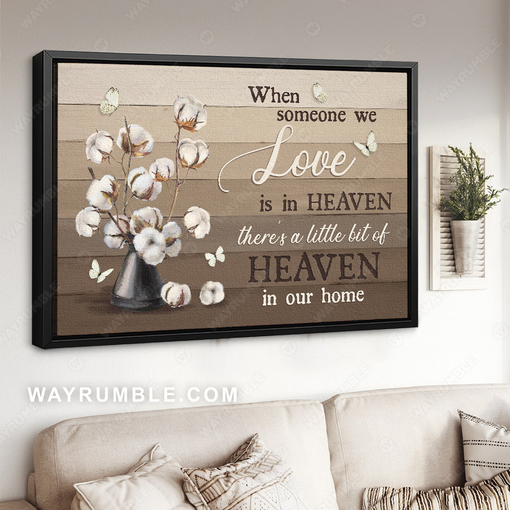 White cotton flower, Butterfly drawing, When someone we love is in heaven - Heaven Landscape Canvas Prints, Wall Art
