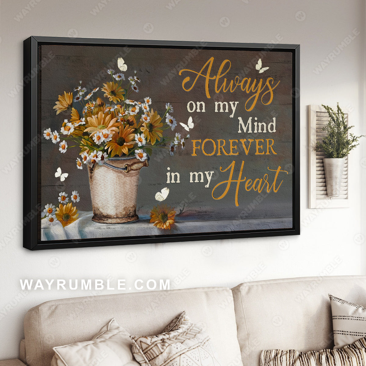 Gerbera daisy, Pretty butterfly, Still life painting, Always on my mind, Forever in my heart - Heaven Landscape Canvas Prints, Wall Art