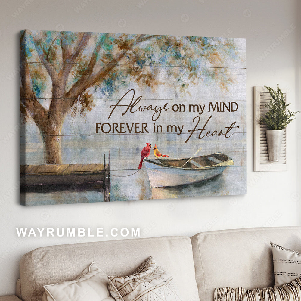 Beautiful lake, Watercolor cardinal, Boat painting, Always on my mind, Forever in my heart - Heaven Landscape Canvas Prints, Wall Art