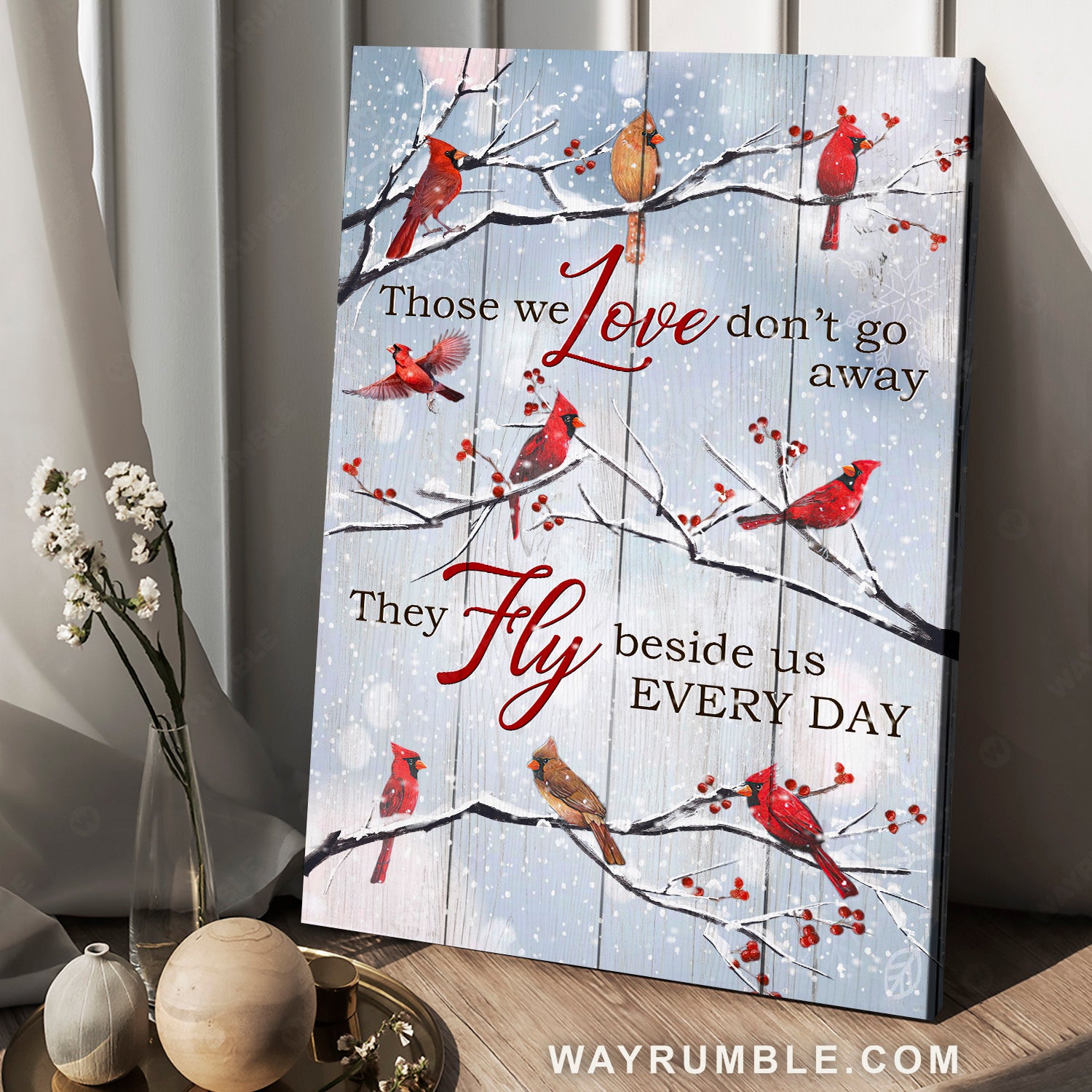 Pretty cardinal, Winter vibe, Fresh cranberry, They fly beside us every day - Heaven Portrait Canvas Prints, Home Decor Wall Art