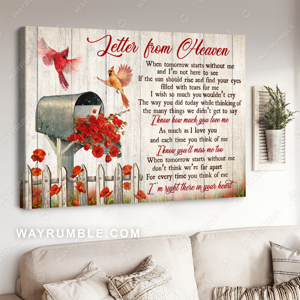 Red poppy painting, Cardinal drawing, Letter box, Letter from heaven - Heaven Landscape Canvas Prints, Wall Art