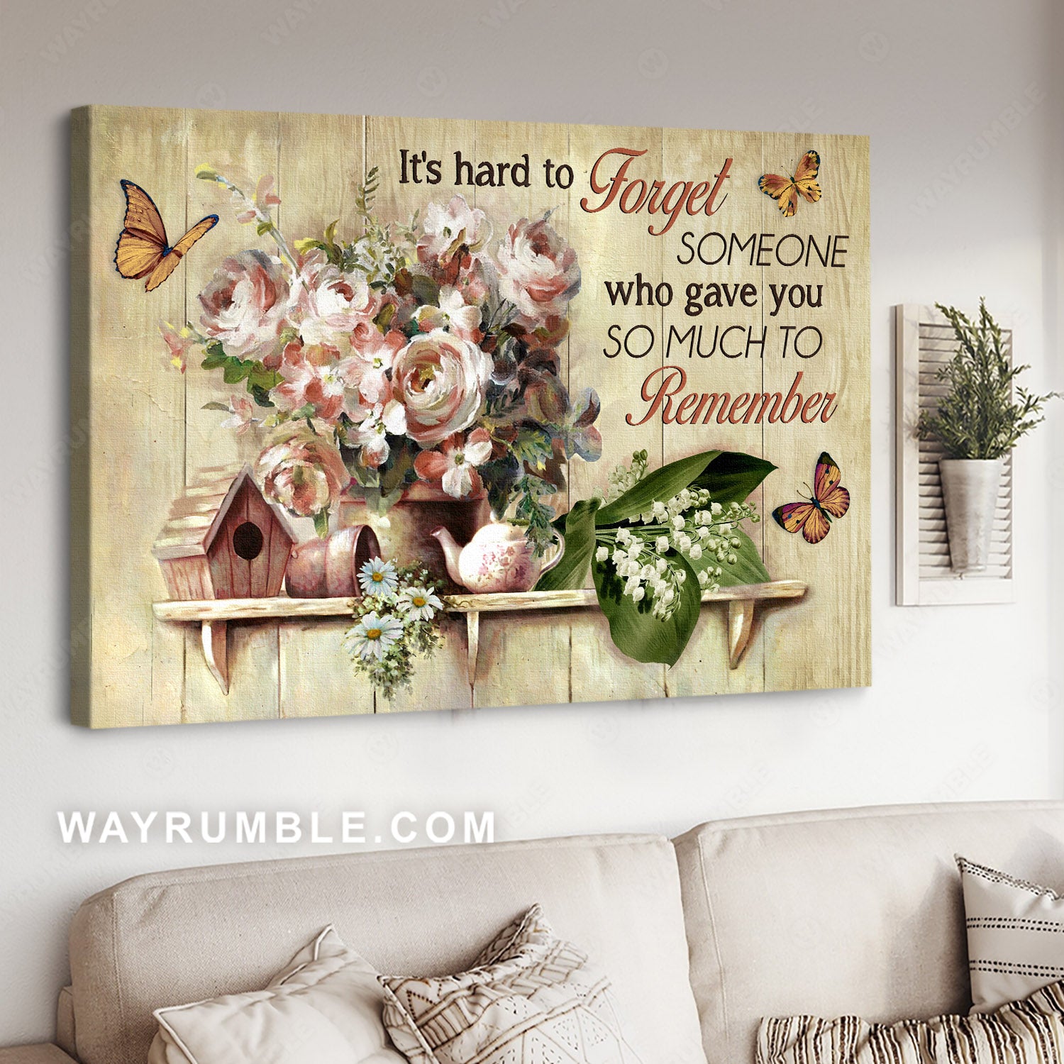 Vintage rose, Monarch butterfly, Daisy flower, It's hard to forget someone - Heaven Landscape Canvas Prints, Wall Art