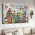 Colored glass bottles, Tulip, Daisy, Hydrangea, Red cardinals, Forever in my heart - Heaven Landscape Canvas Prints, Wall Art