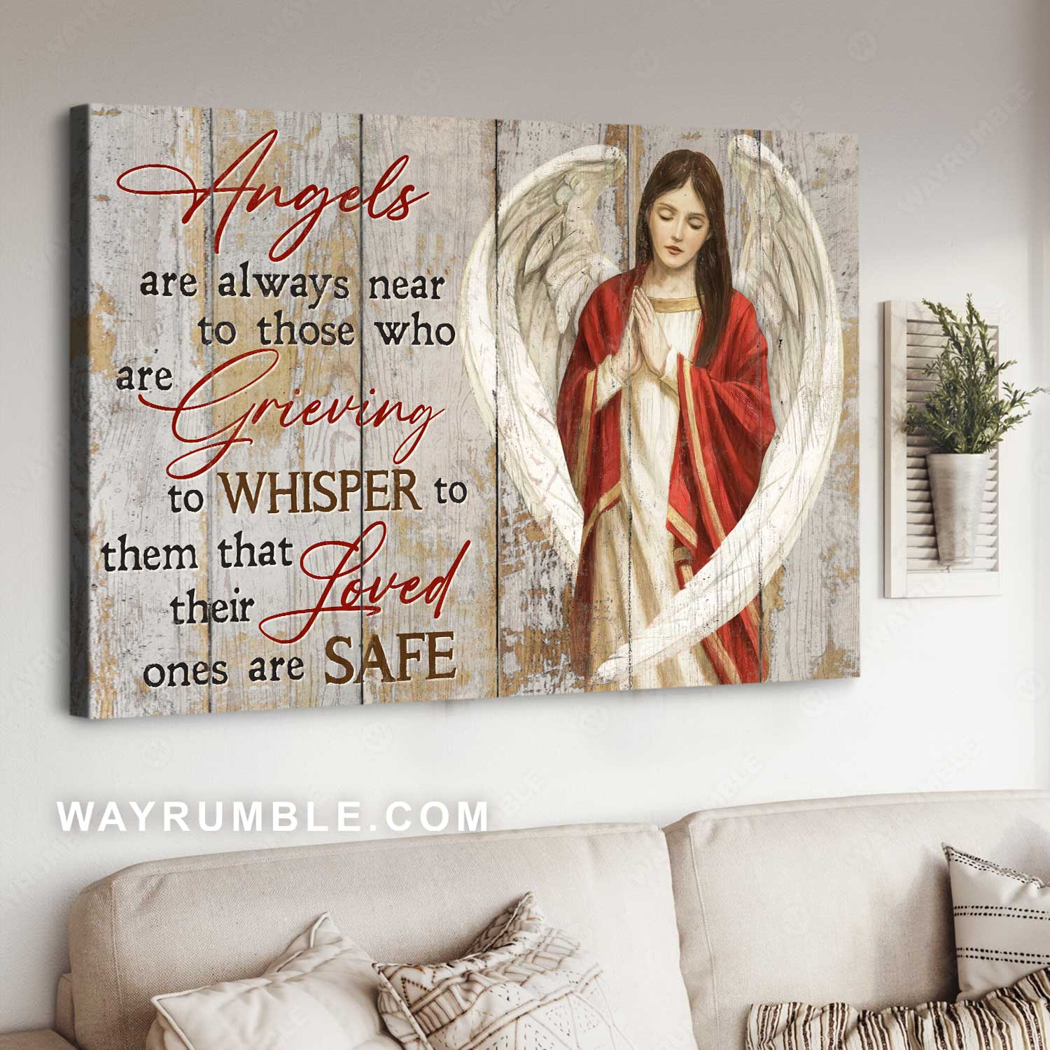 Beautiful girl, Angel wings, Angels are always near - Heaven Landscape Canvas Prints, Wall Art