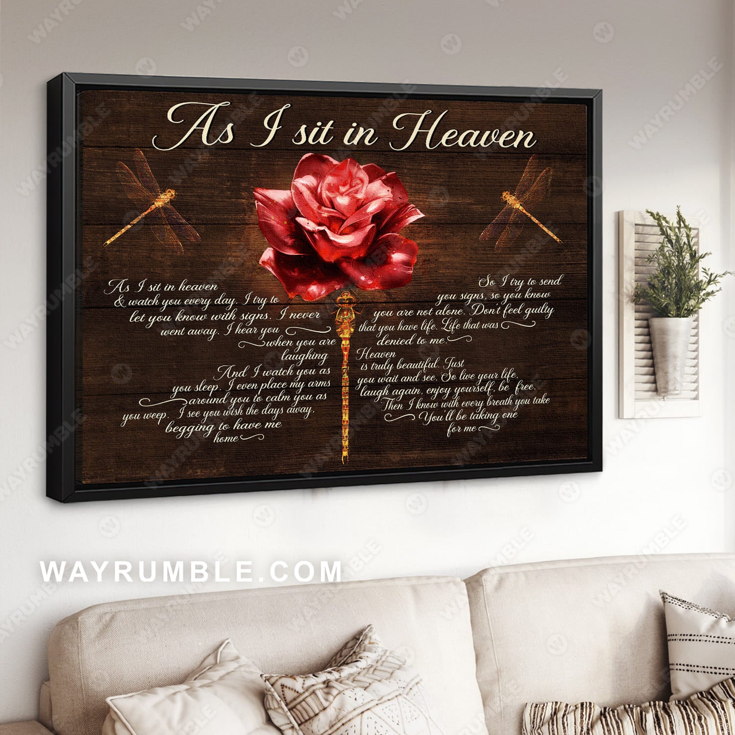 Red rose painting, Beautiful dragonfly drawing, As I sit in heaven - Heaven Landscape Canvas Prints, Wall Art
