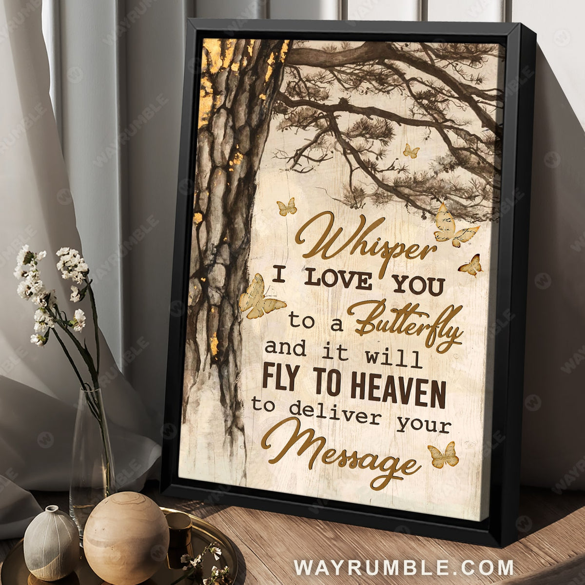 Oldest tree, Yellow butterfly, Whisper I love you to a butterfly - Heaven Portrait Canvas Prints, Wall Art
