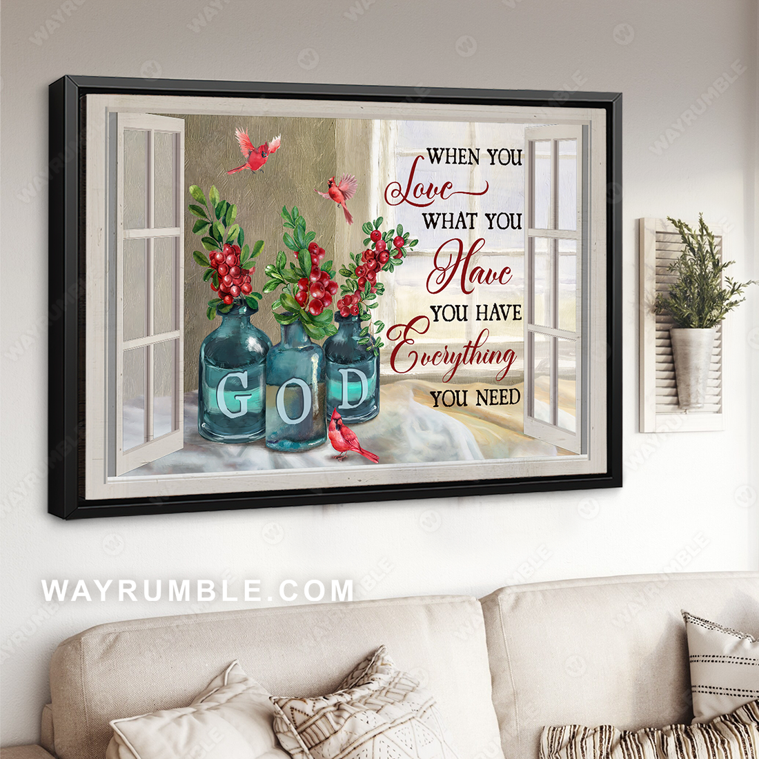 Red cranberry, Cardinal drawing, You have everything you need - Heaven Landscape Canvas Prints, Wall Art