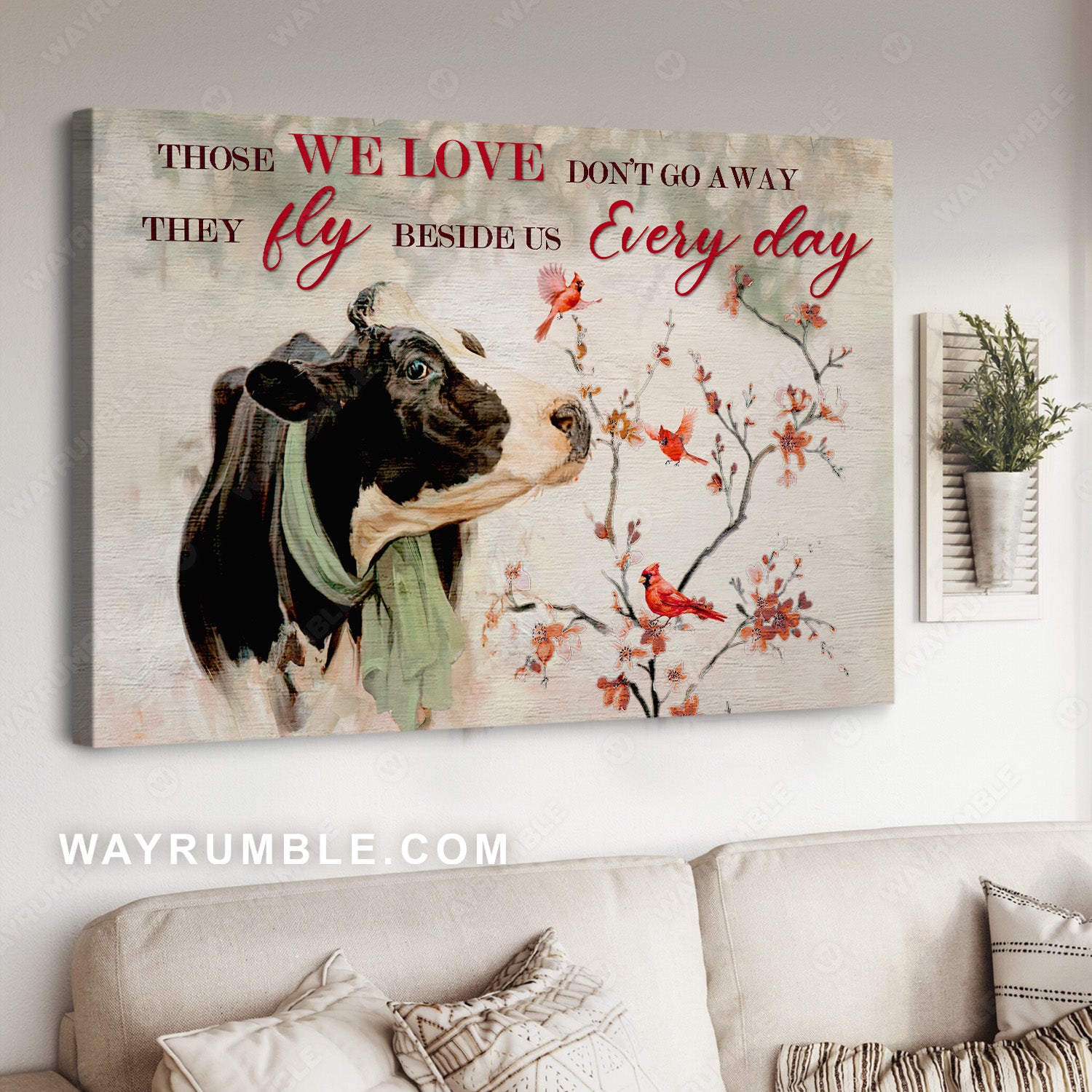 Dairy cow drawing, Cranberry forest, Cardinal, They fly beside us every day - Heaven Landscape Canvas Prints, Wall Art