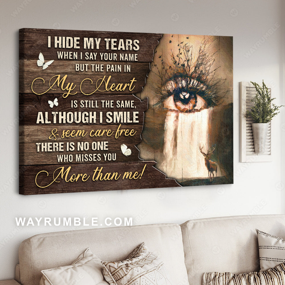 Eye drawing, Waterfall painting, There is no one who misses you more than me - Heaven Landscape Canvas Prints, Wall Art