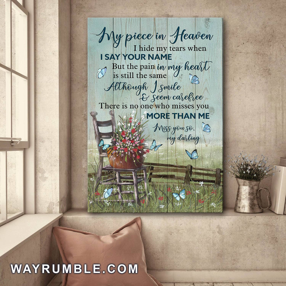 Garden, Flower vase, There is no one who misses you more than me - Heaven Portrait Canvas Prints, Wall Art