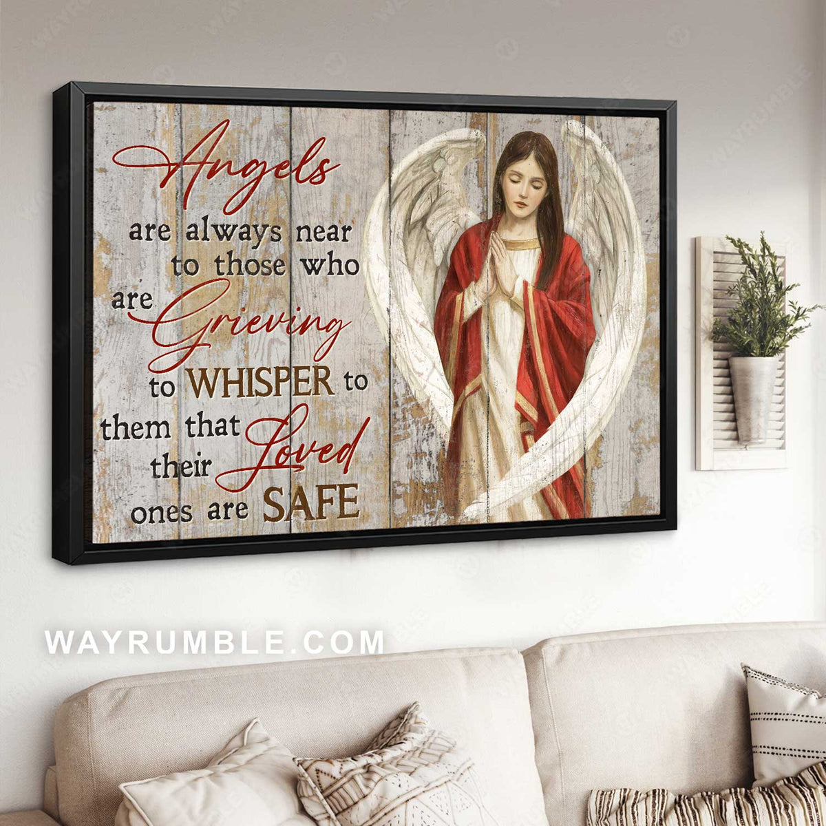 Beautiful girl, Angel wings, Angels are always near - Heaven Landscape Canvas Prints, Wall Art