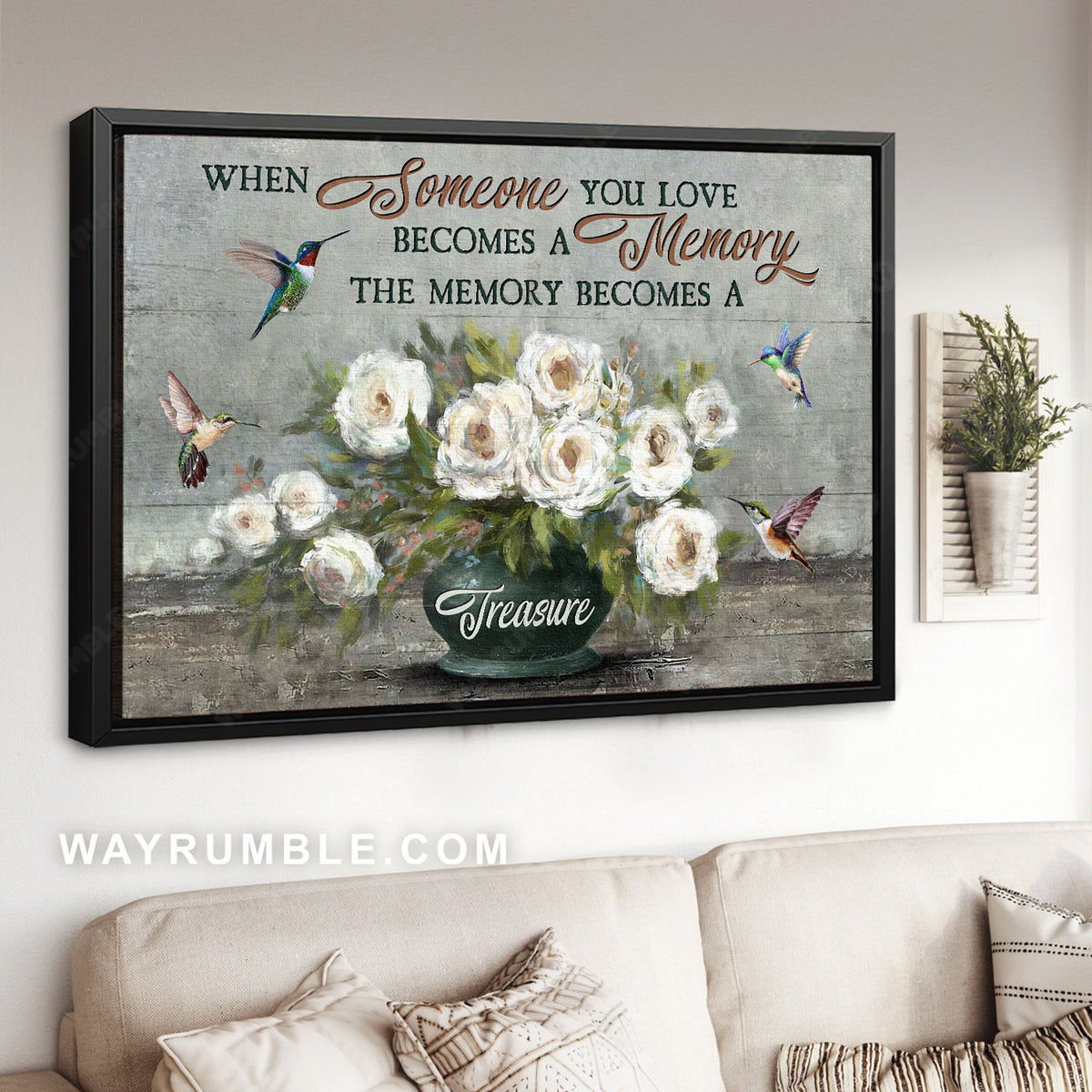 White peony, Flying hummingbirds, When someone you love - Heaven Landscape Canvas Prints, Wall Art