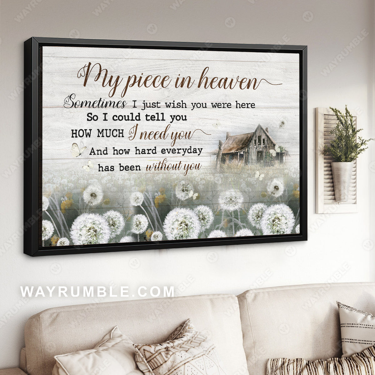Old barn house, Dandelion field, A peaceful scenery, I just wish you were here - Heaven Landscape Canvas Prints, Wall Art