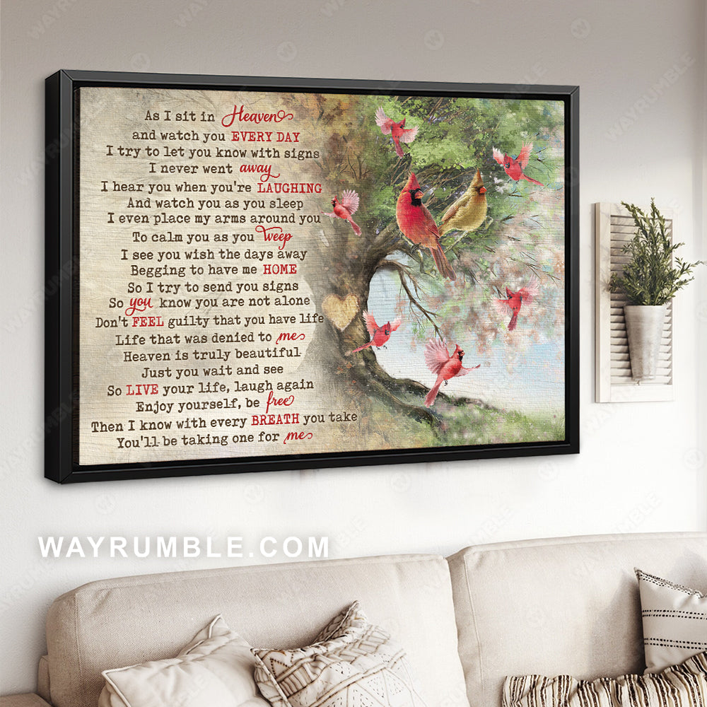 Cardinal painting, The old tree painting, A poem from heaven, As I sit in heaven - Heaven Landscape Canvas Prints, Wall Art