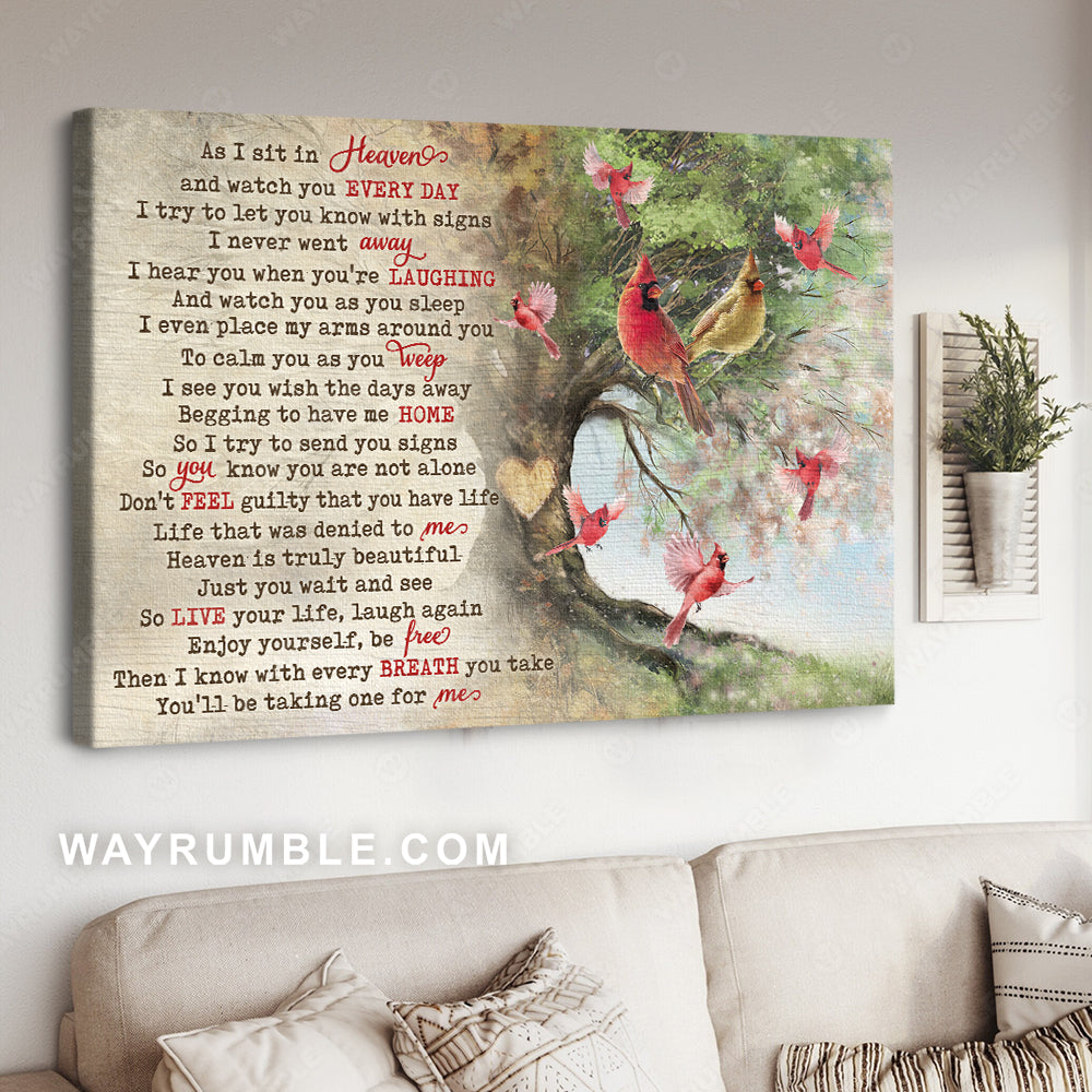Cardinal painting, The old tree painting, A poem from heaven, As I sit in heaven - Heaven Landscape Canvas Prints, Wall Art