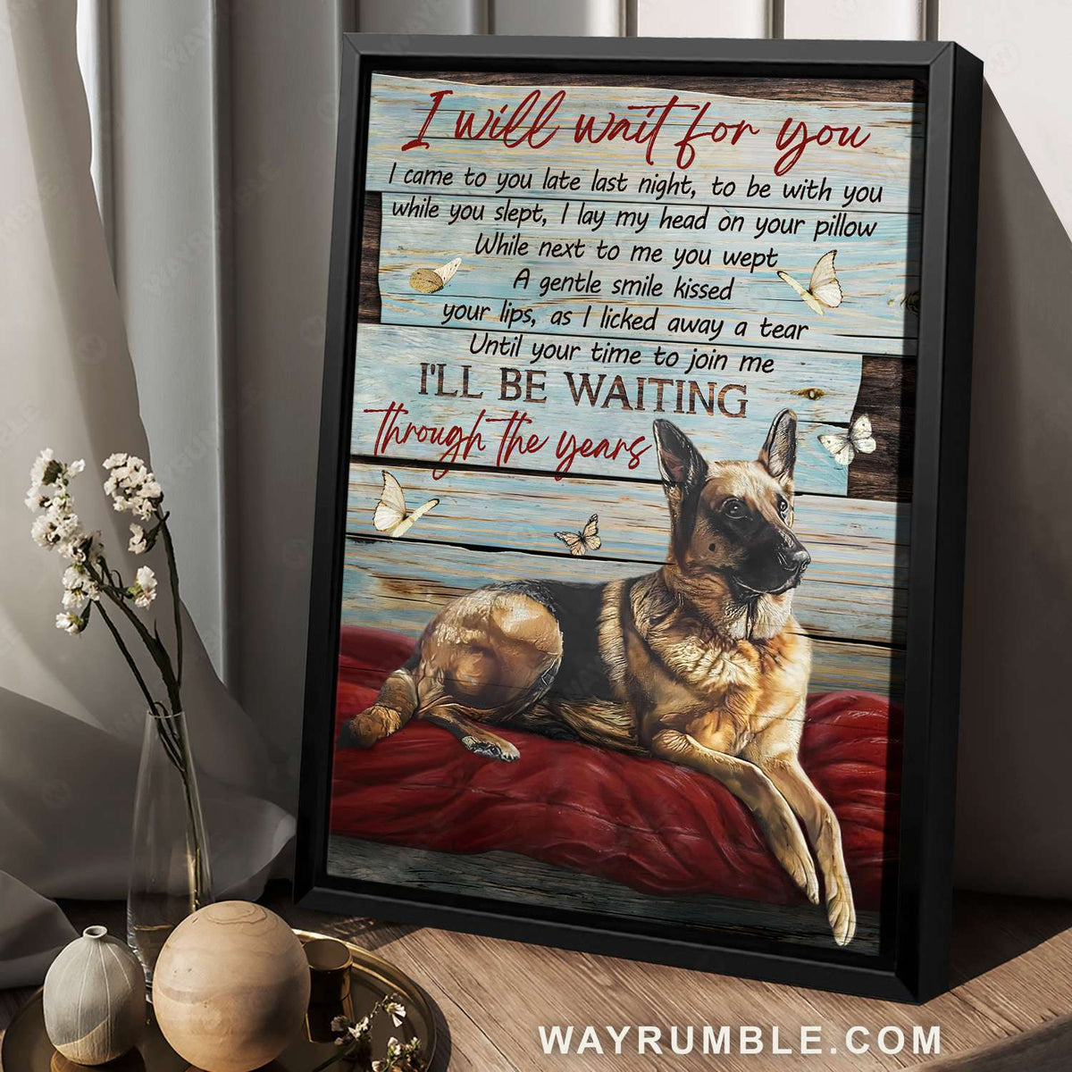 German Shepherd, Loyal dog, I will wait for you - Heaven Portrait Canvas Prints, Wall Art