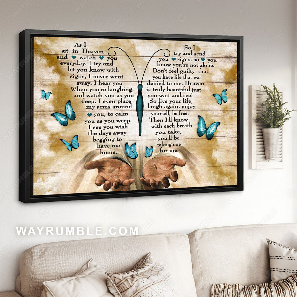 Jesus hands, Blue butterfly, Heaven light, Heaven is truly beautiful - Heaven Landscape Canvas Prints, Wall Art