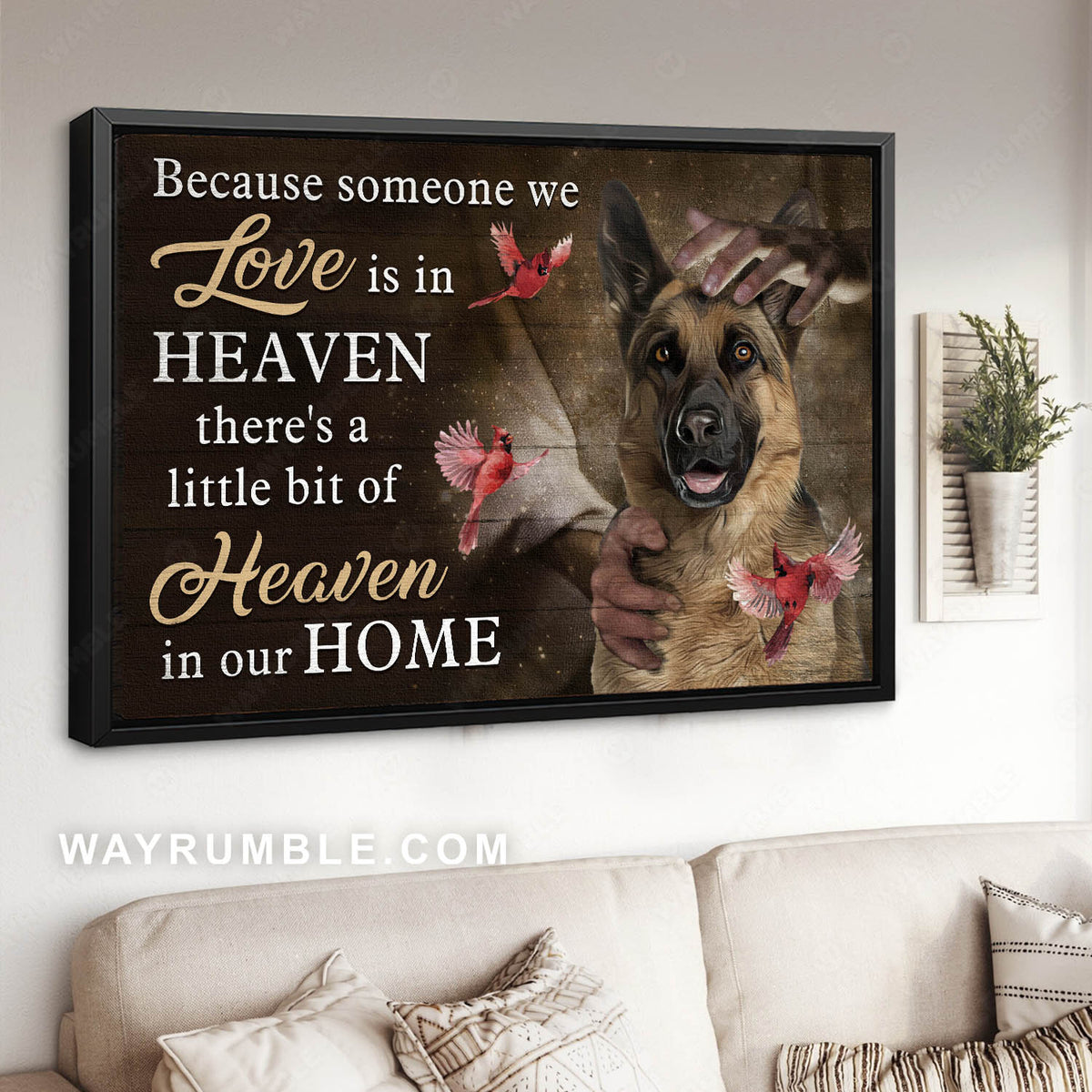 German Shepherd dog, Northern cardinal, There&#39;s a little bit of heaven in our home - Heaven Landscape Canvas Prints, Wall Art