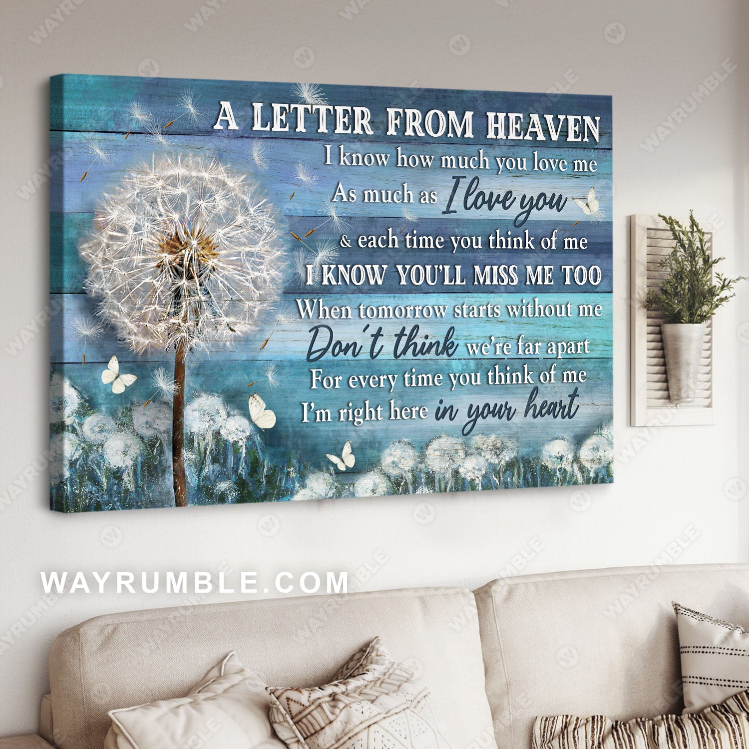 A letter from heaven, Dandelion field, I'm right here in your heart - Heaven Landscape Canvas Prints, Wall Art
