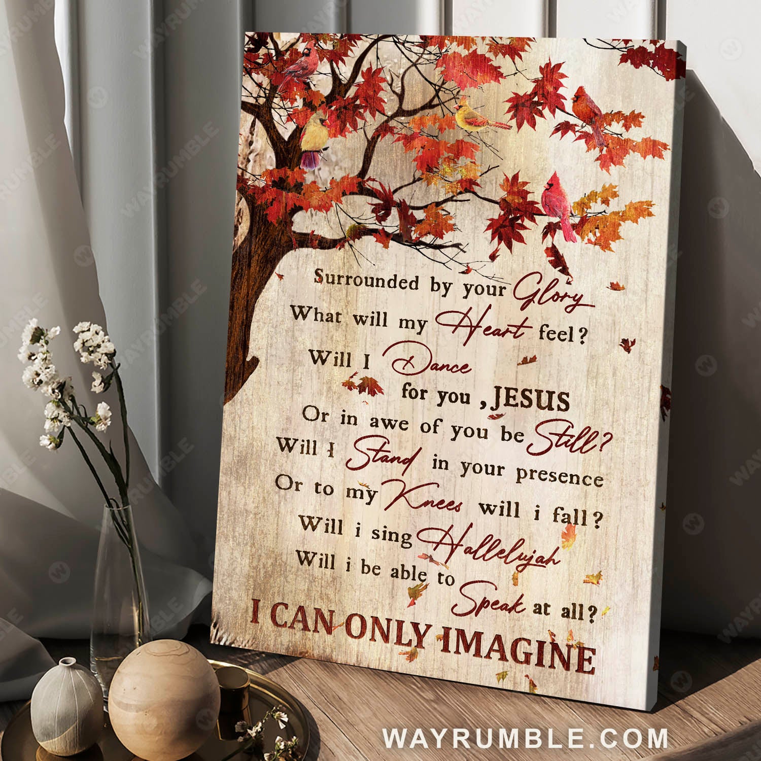 Cardinal painting, Autumn tree, I can only imagine - Heaven Portrait Canvas Prints, Wall Art