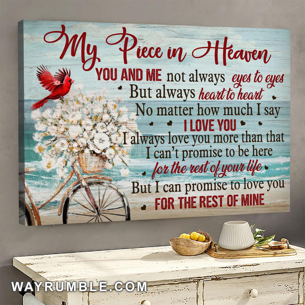 Cardinal, Flower Bicycle, On the beach, I promise to love you for the rest of my life - Heaven Landscape Canvas Prints, Wall Art