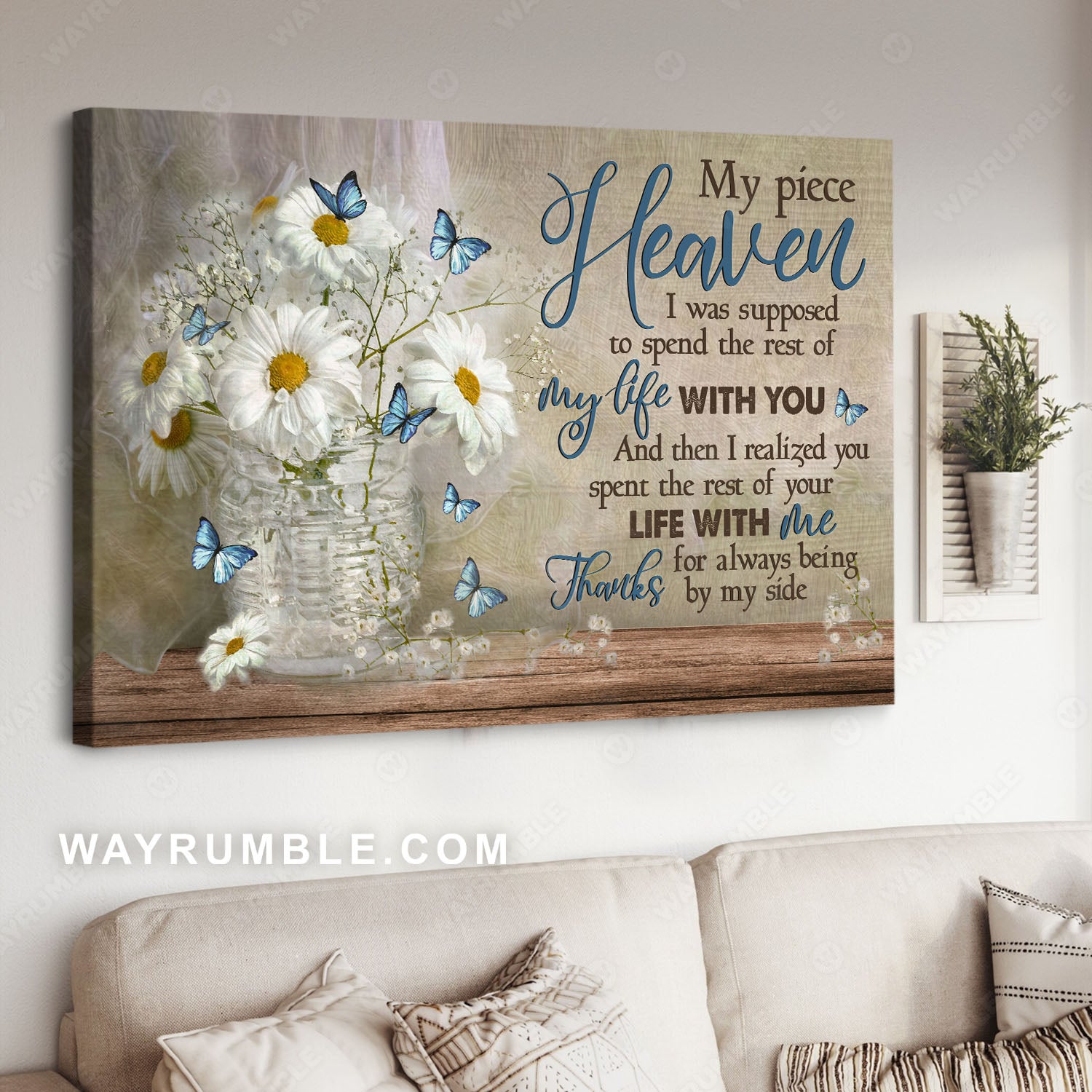Daisy vase, Still life painting, Vintage painting, Thanks for always being by my side - Heaven Landscape Canvas Prints, Wall Art