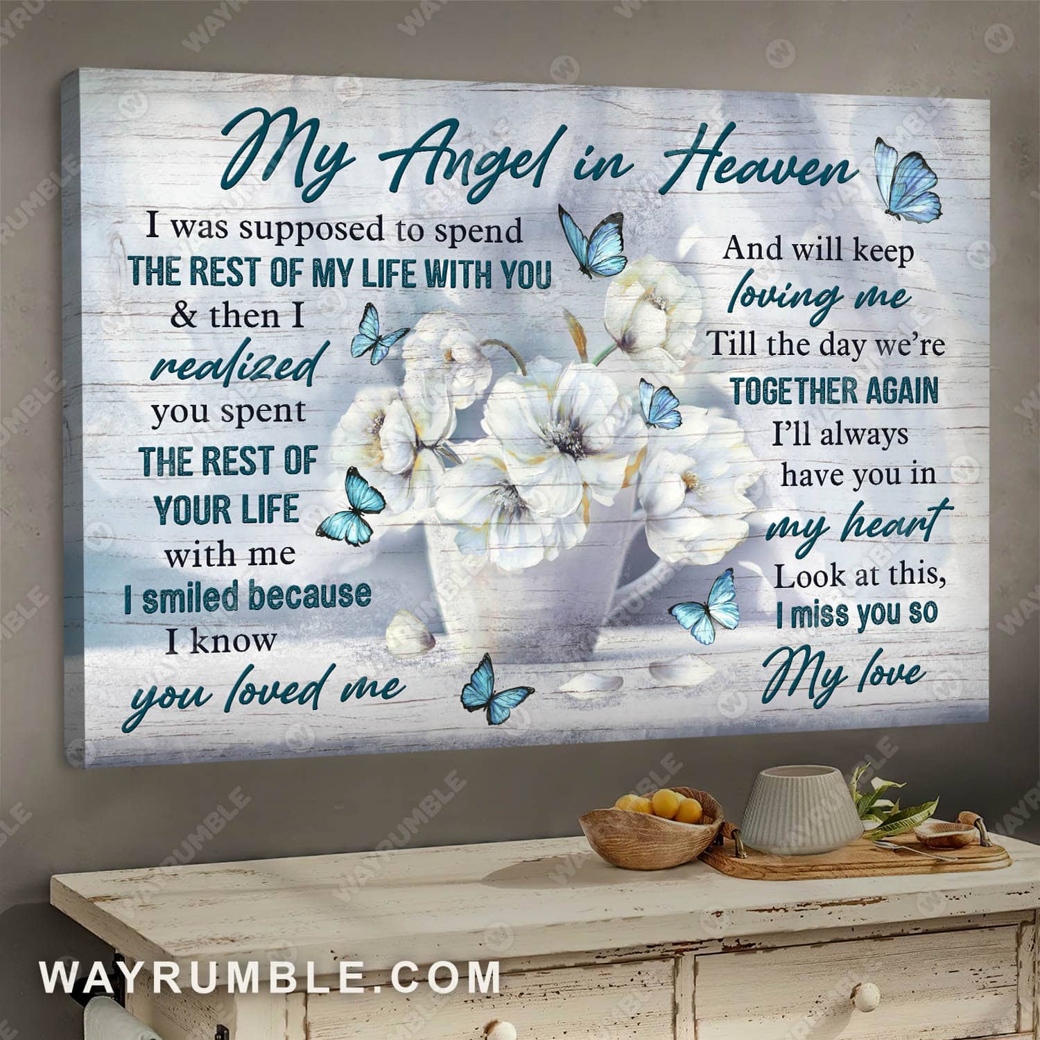 Beautiful white flower, Till the day we're together again - Heaven Landscape Canvas Prints, Wall Art