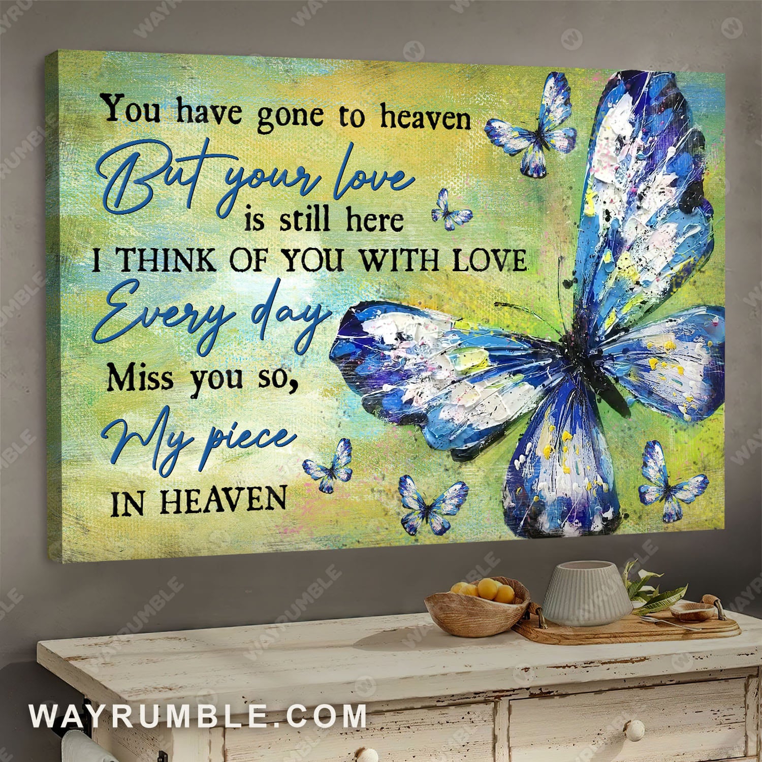 Butterfly watercolor, You have gone to heaven, but your love still here - Jesus Landscape Canvas Prints, Wall Art