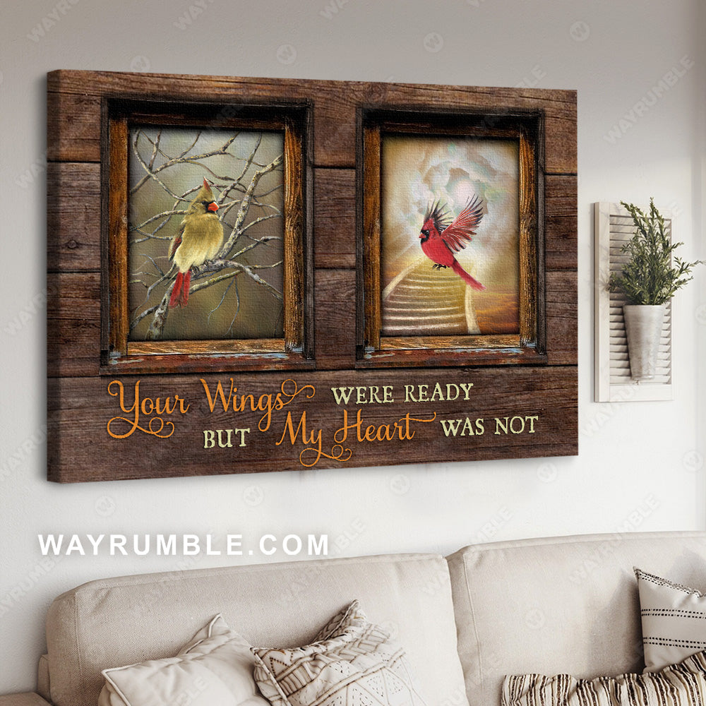 Small window, Watercolor cardinal, Way to heaven, Your wings were ready - Heaven Landscape Canvas Prints, Wall Art