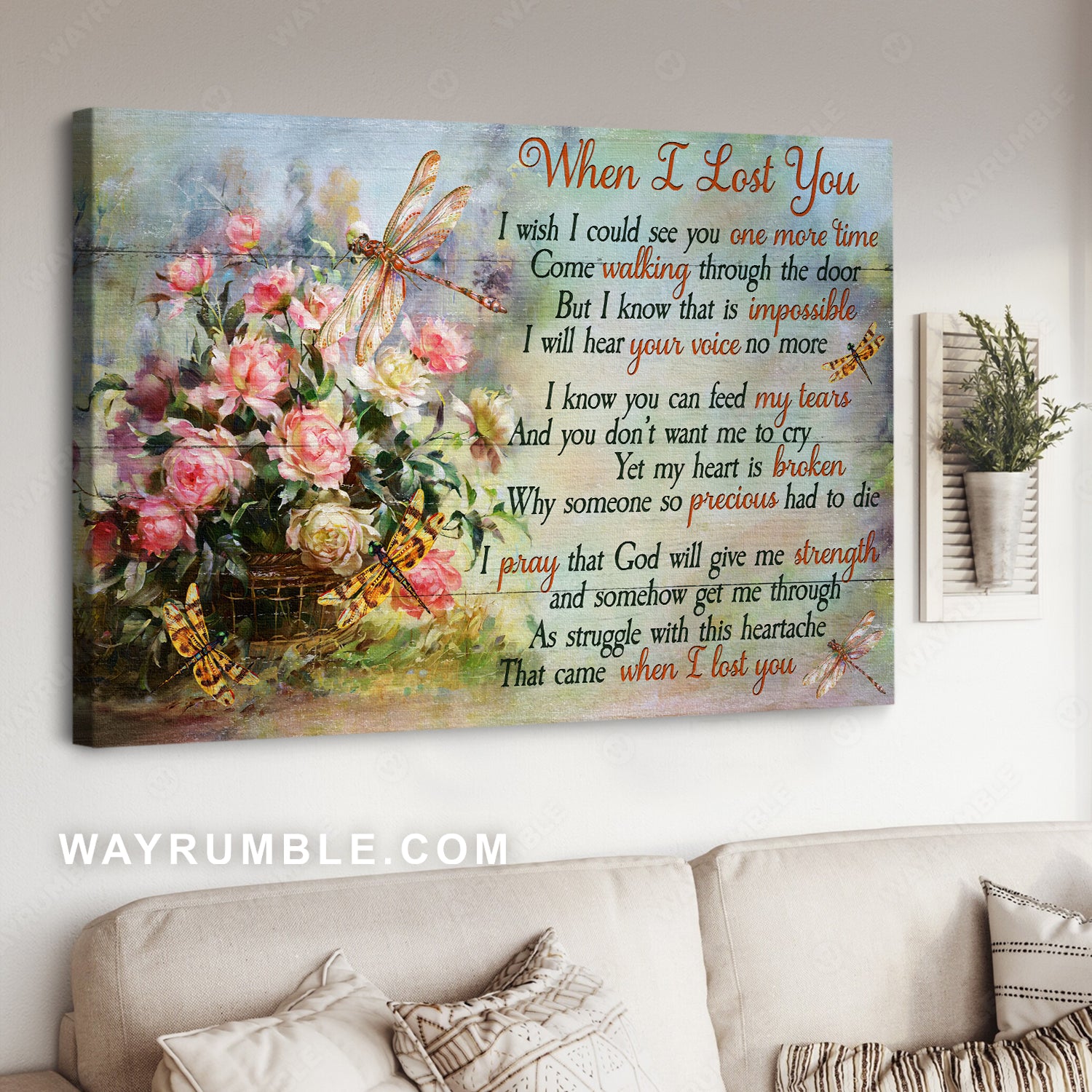 Pretty rose flower, Little dragonfly, When I lost you - Heaven Landscape Canvas Prints, Wall Art