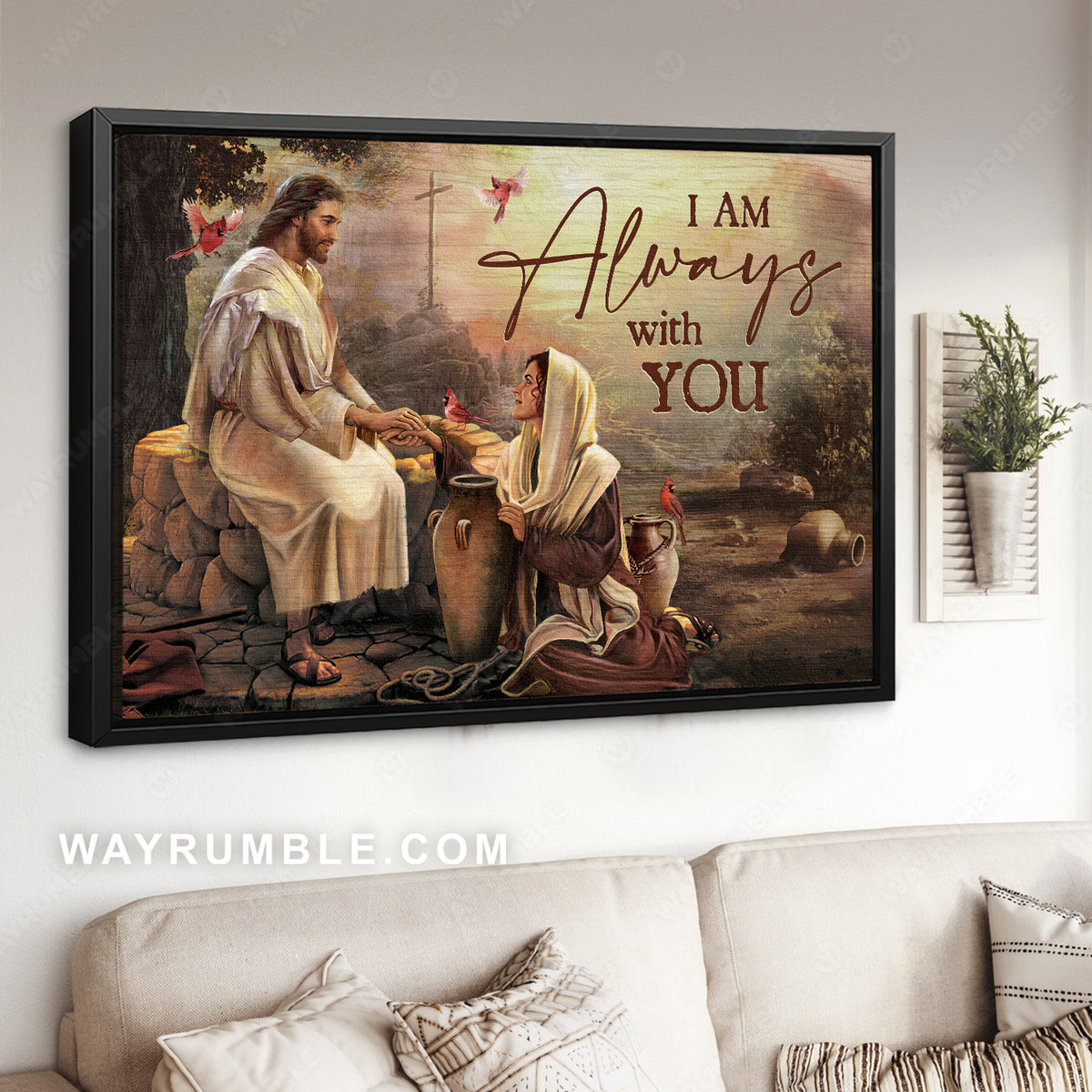 The life of Jesus, Dear Maria, Red cardinal, I am always with you - Heaven Landscape Canvas Prints, Wall Art