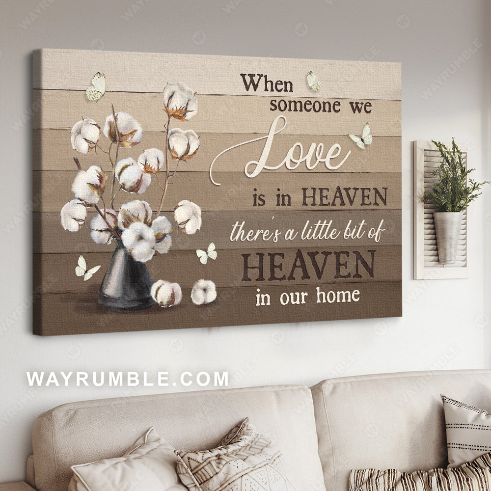 White cotton flower, Butterfly drawing, When someone we love is in heaven - Heaven Landscape Canvas Prints, Wall Art