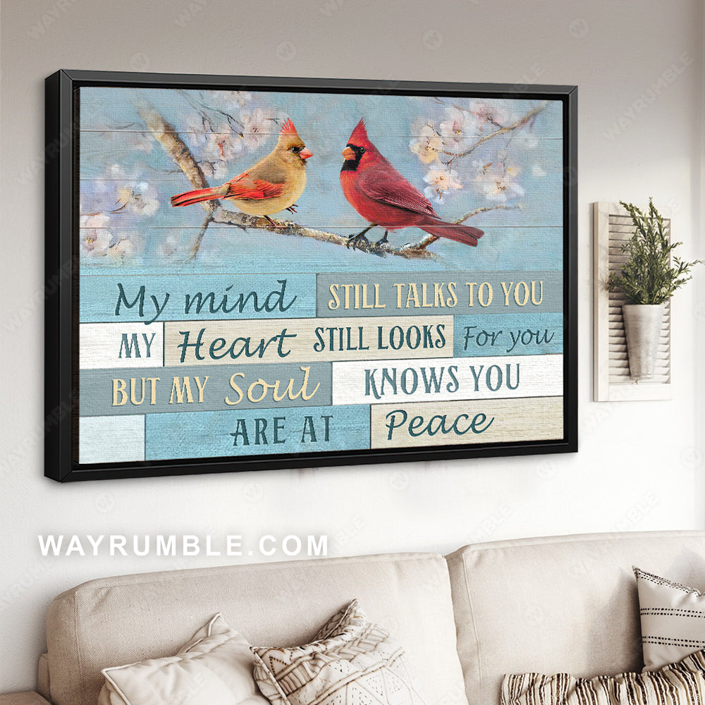 Spring painting, Cardinal drawing, My mind still talks to you - Heaven Landscape Canvas Prints, Wall Art