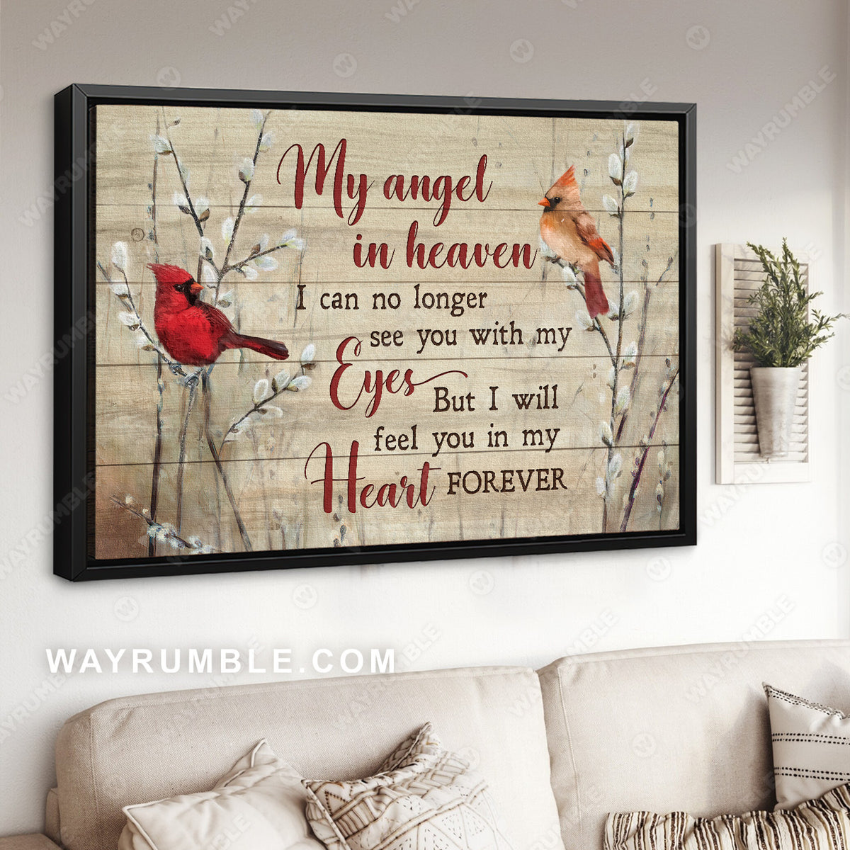 Watercolor cardinal, Baby flower, Winter forest, My angel in heaven - Heaven Landscape Canvas Prints, Wall Art