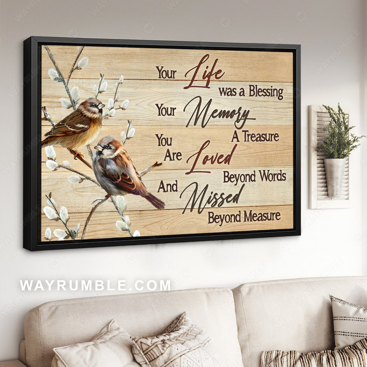Brown sparrow, Baby flower, Spring drawing, Your life was a blessing - Heaven Landscape Canvas Prints, Wall Art