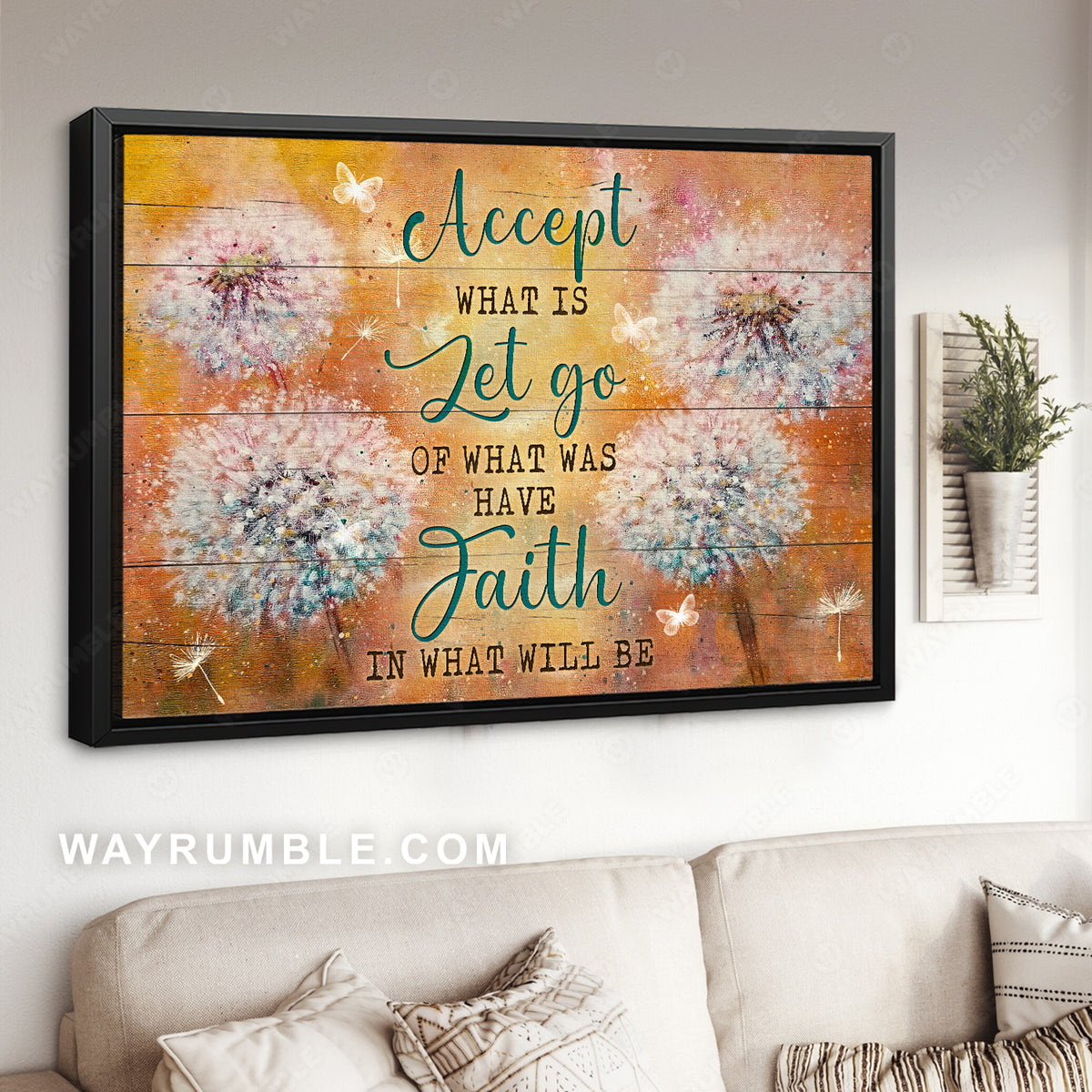 Beautiful dandelion, Crystal butterfly, Accept what is let go of what was - Heaven Landscape Canvas Prints, Wall Art