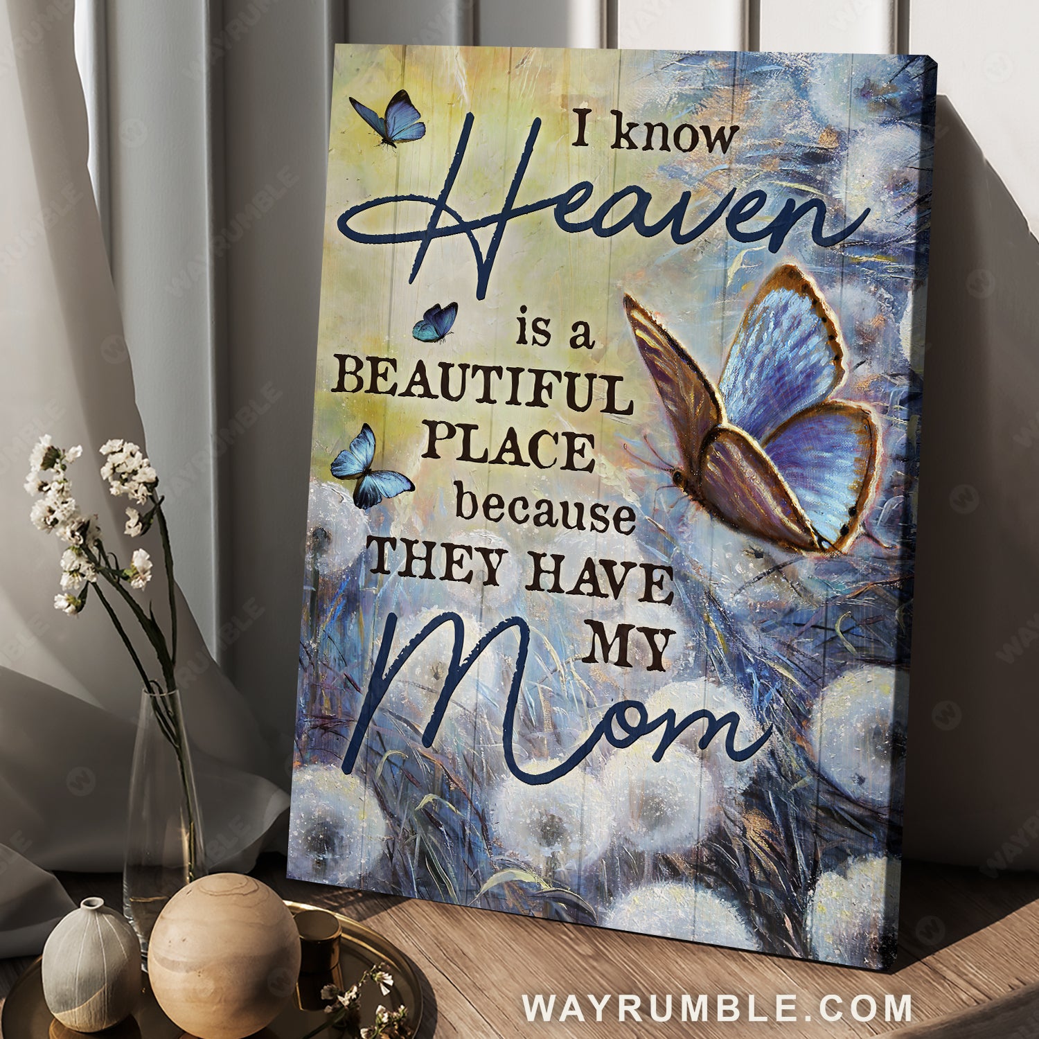 Pretty butterfly, Dandelion field, I know heaven is a beautiful place - Heaven Portrait Canvas Prints, Wall Art
