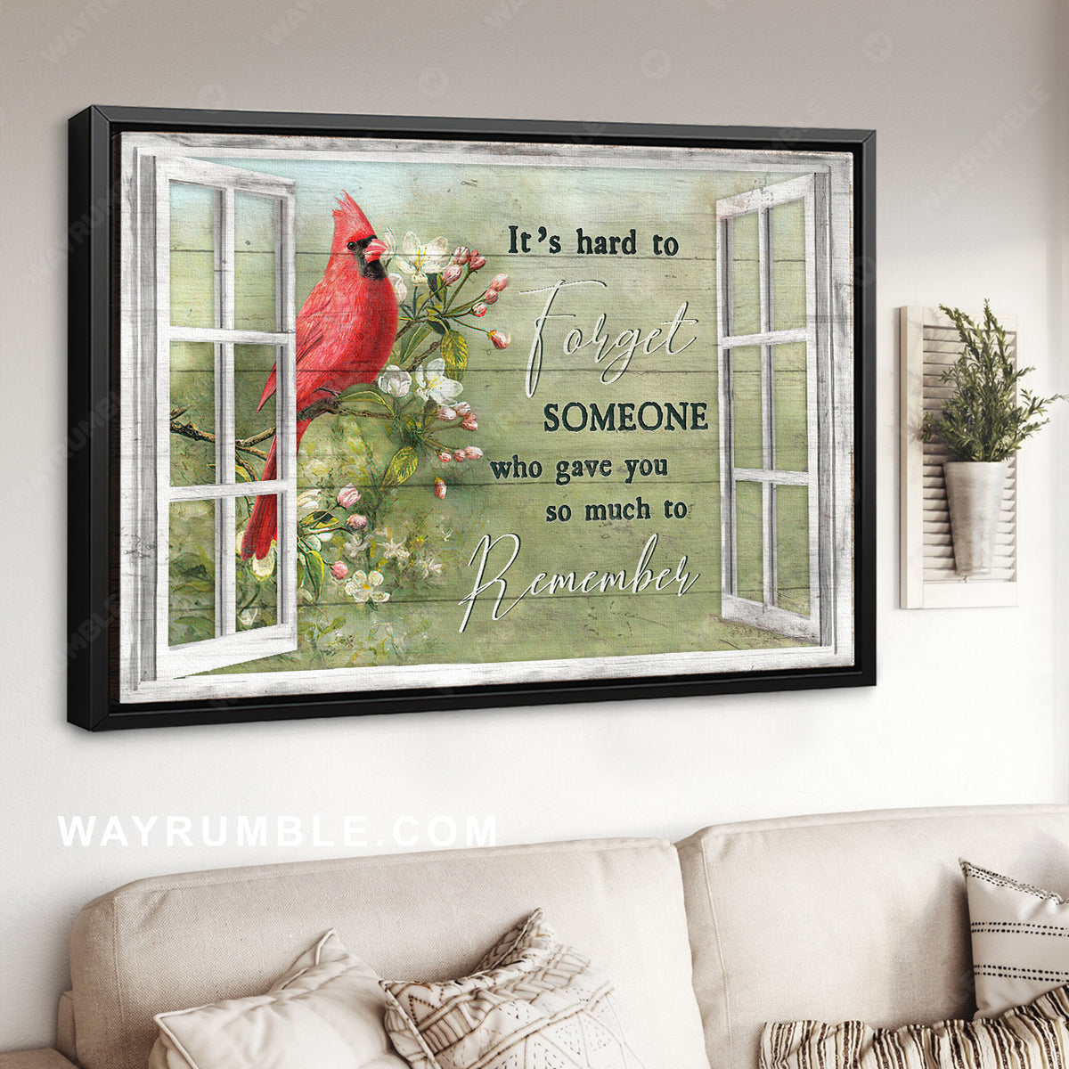 Green forest, Amazing cardinal, Jasmine flower, It's hard to forget someone - Heaven Landscape Canvas Prints, Wall Art
