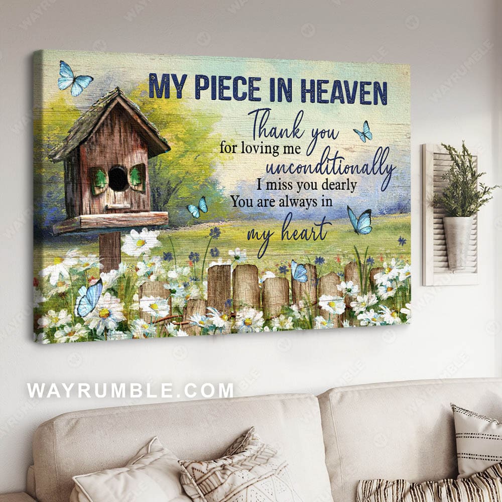 On the hill, Wooden birdhouse, I miss you dearly - Heaven Landscape Canvas Prints, Wall Art