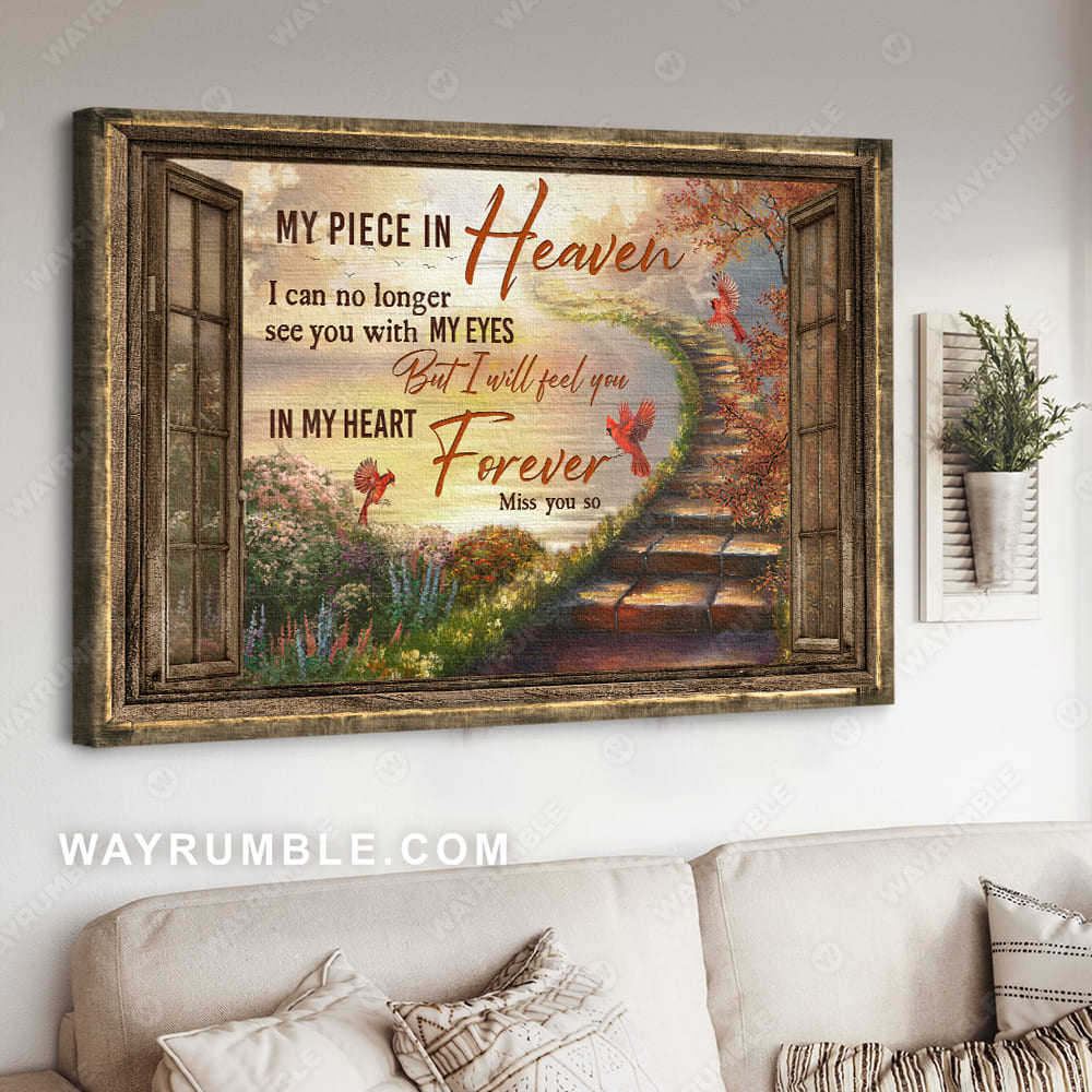 Flower garden, Brick stair, Beautiful sunset, My piece in heaven - Heaven Landscape Canvas Prints, Wall Art