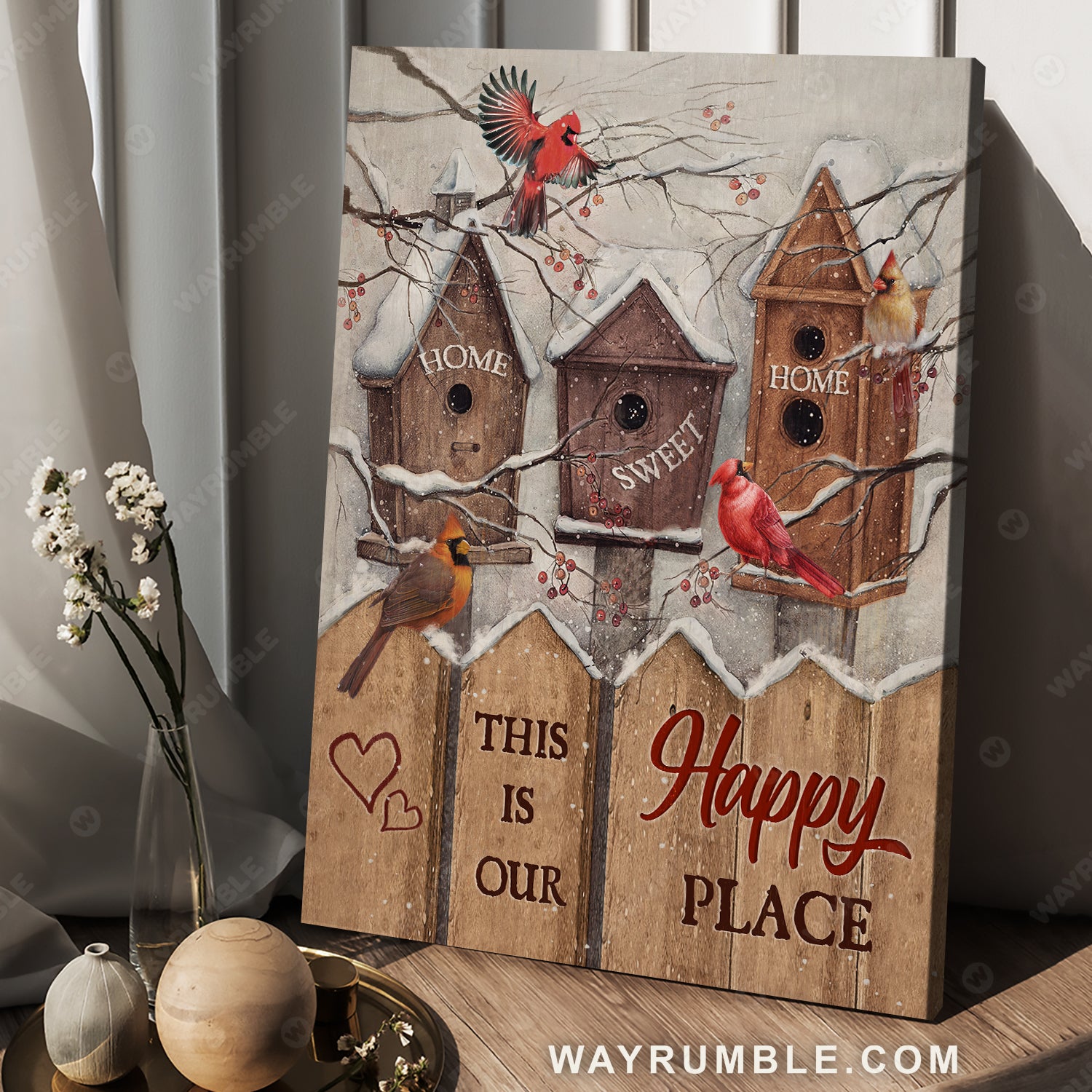 Cute birdhouses, Red cardinal, Winter painting, Home sweet home - Heaven Portrait Canvas Prints, Wall Art