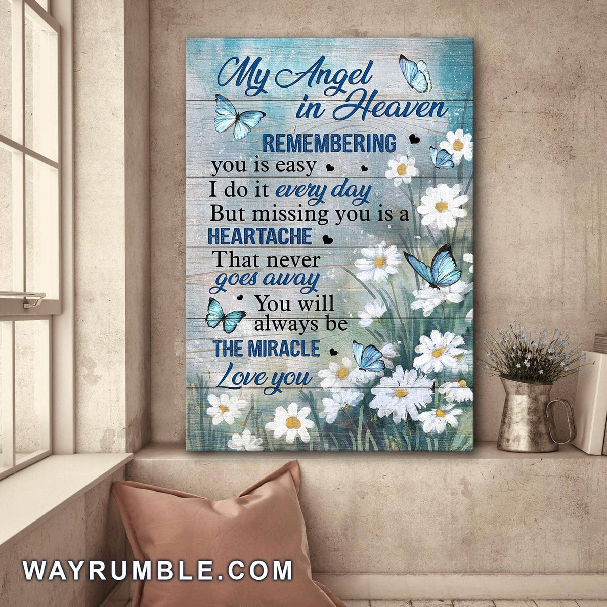 Butterfly, Daisy Field, You will always be the miracle - Heaven Portrait Canvas Prints, Wall Art