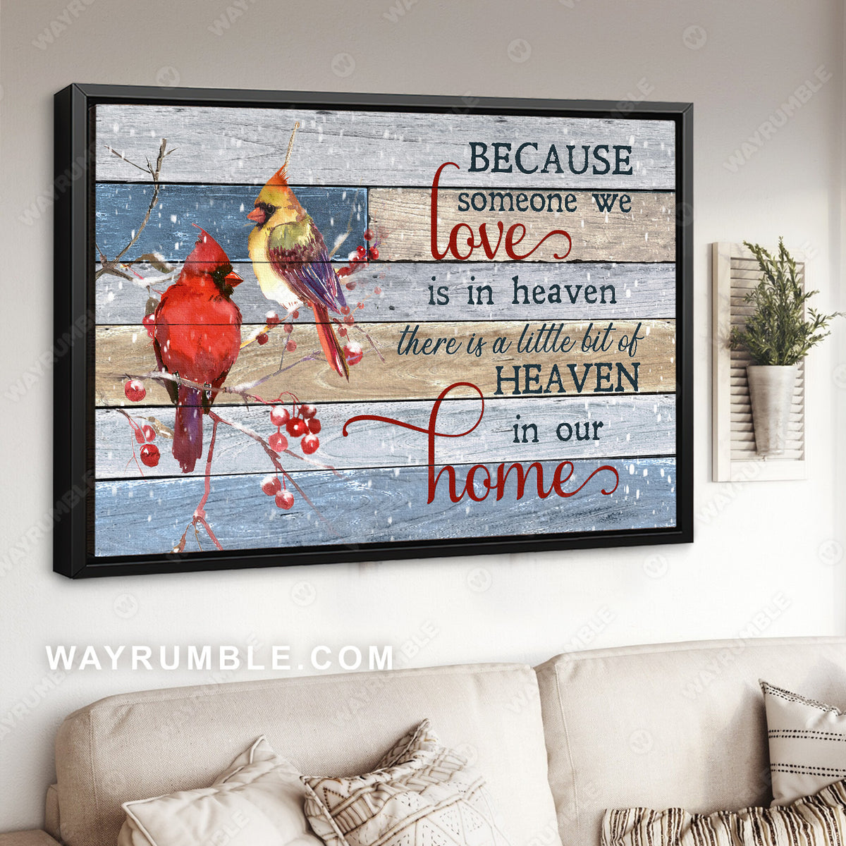 Cute cardinal, Frozen cranberry, There is a little bit of heaven in our home - Heaven Landscape Canvas Prints, Wall Art