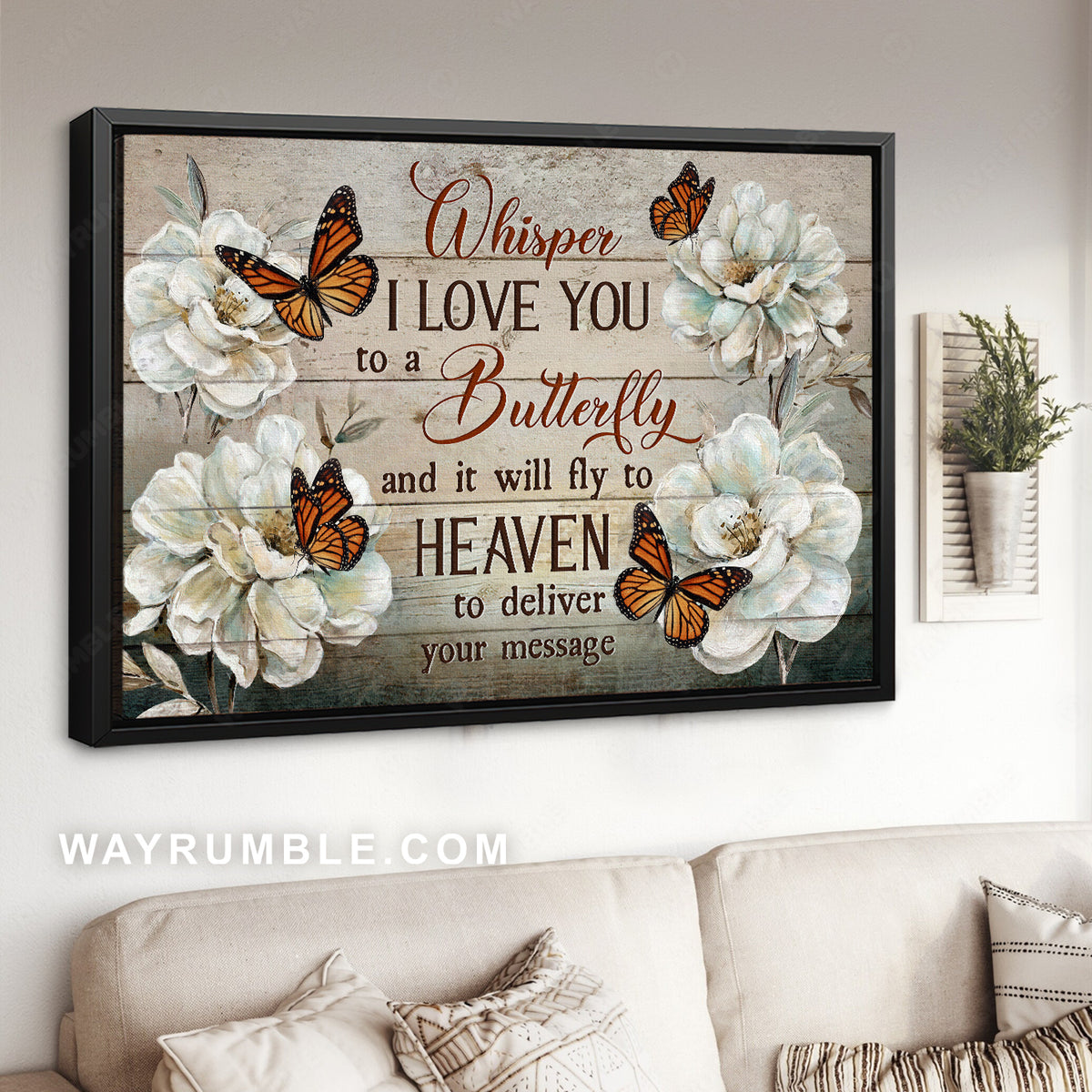 Pretty camellia, Monarch butterfly, Whisper I love you to a butterfly - Heaven Landscape Canvas Prints, Wall Art