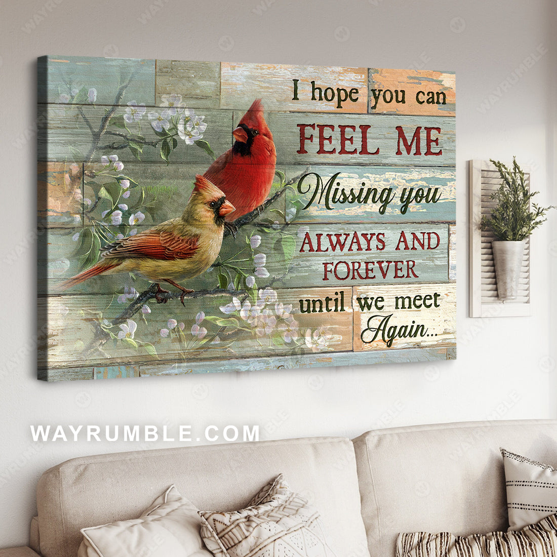 Pretty jasmine forest, Watercolor cardinal, I hope you can feel me - Heaven Landscape Canvas Prints, Wall Art