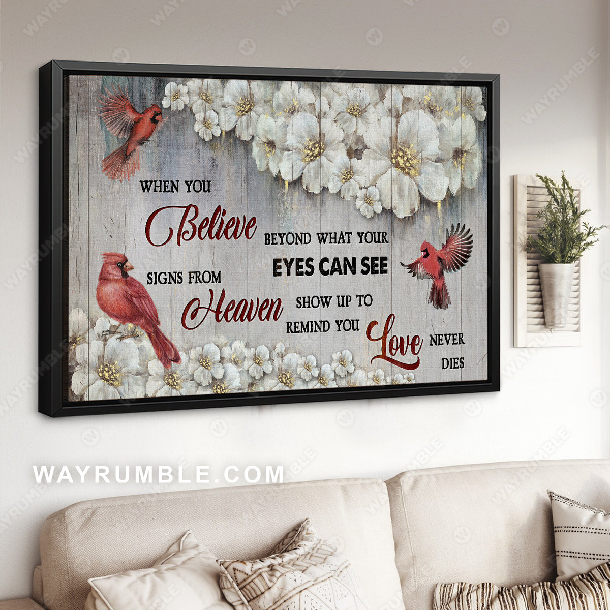 Daffodil flower field, Red cardinal, Signs from heaven show up to remind you - Heaven Landscape Canvas Prints, Wall Art