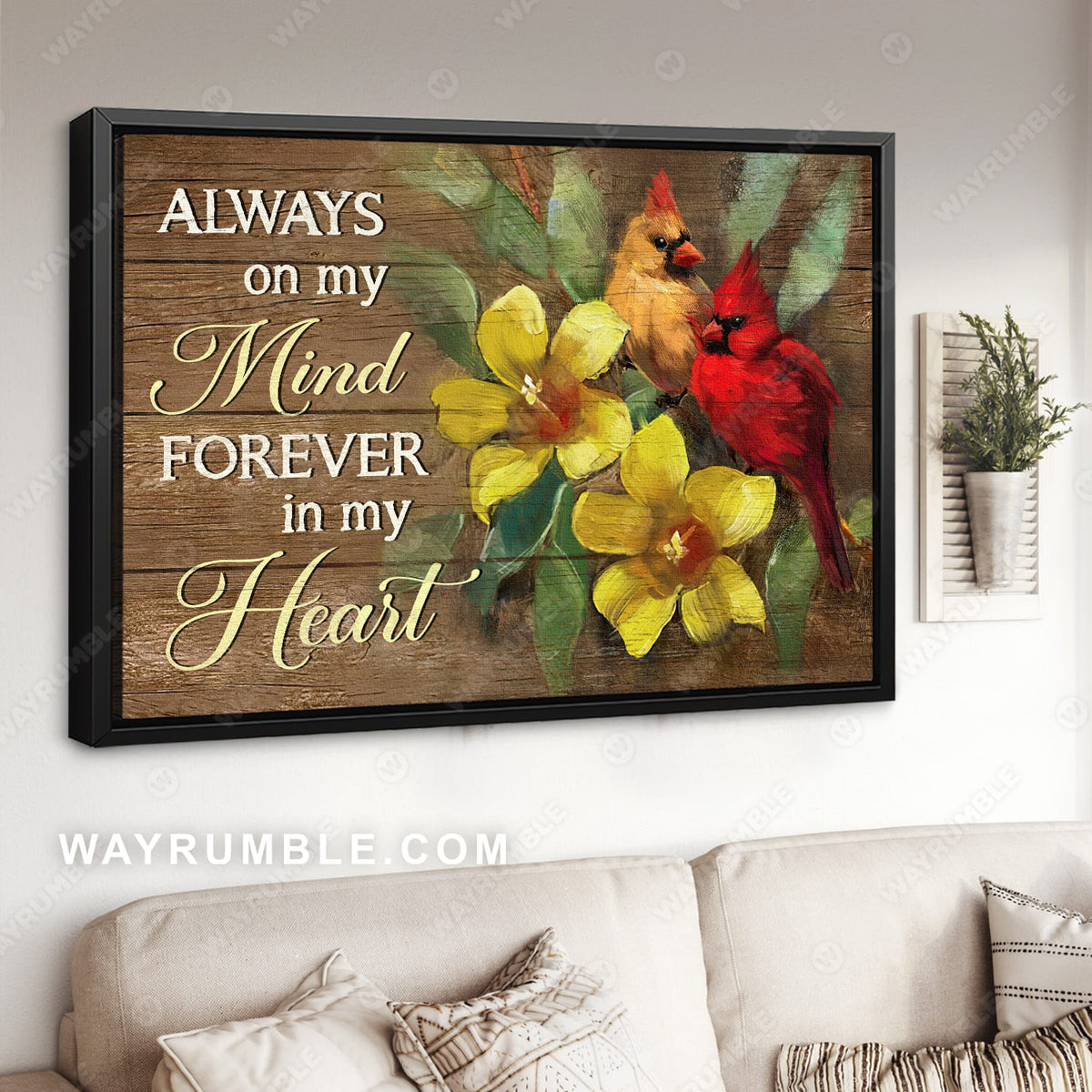 Yellow bell flower, Watercolor cardinal, Always on my mind - Heaven Landscape Canvas Prints, Wall Art
