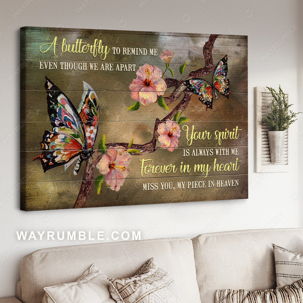 Peach blossom, Colorful butterfly, Spring painting, My piece in heaven - Heaven Landscape Canvas Prints, Wall Art