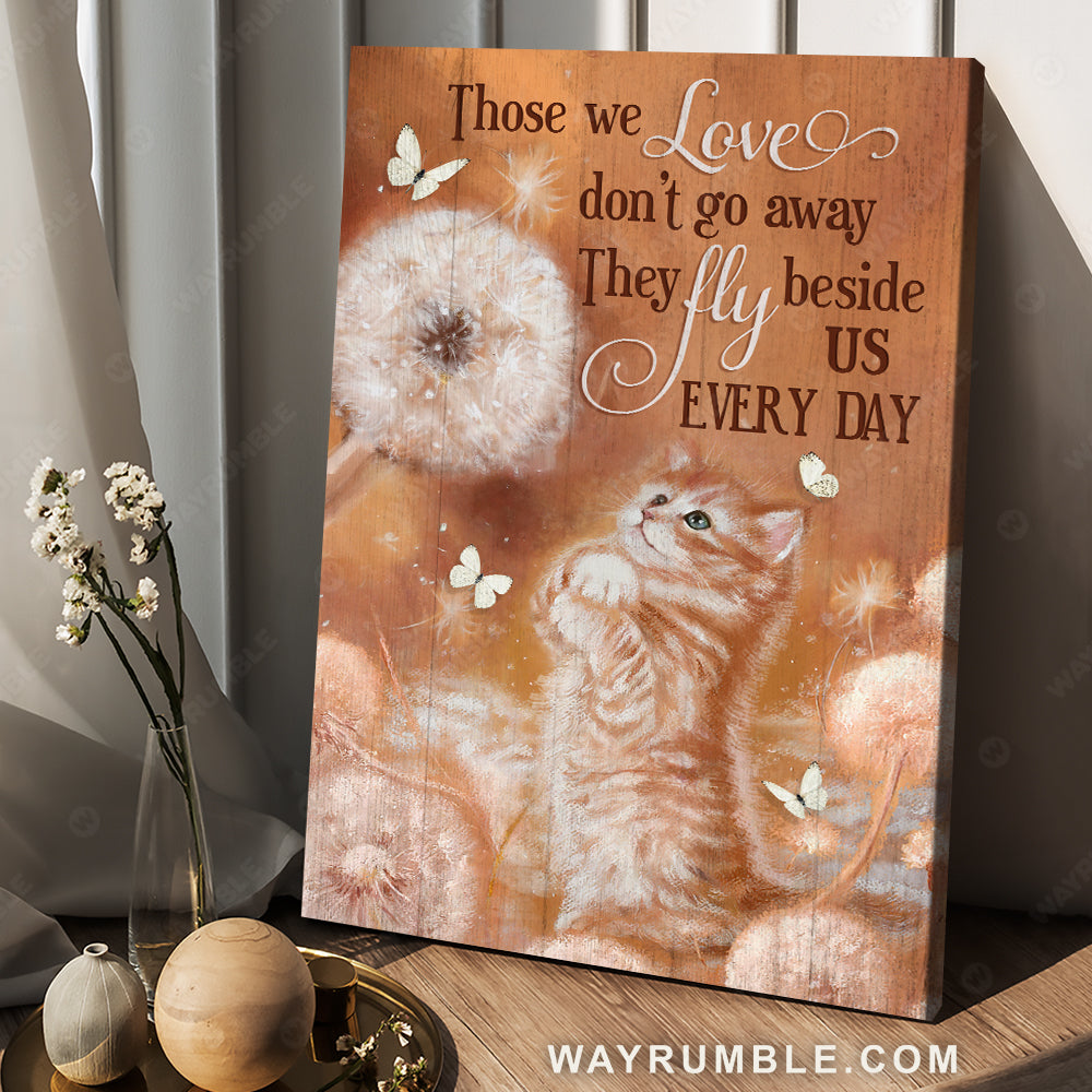 Little cat drawing, Dandelion field, White butterfly, They fly beside us every day - Heaven Portrait Canvas Prints, Wall Art